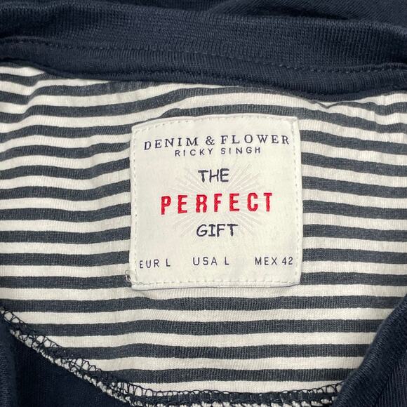 Denim & Flower Ricky Singh Navy Blue Santa Hohoho T size L The Perfect Gift - Picture 5 of 7